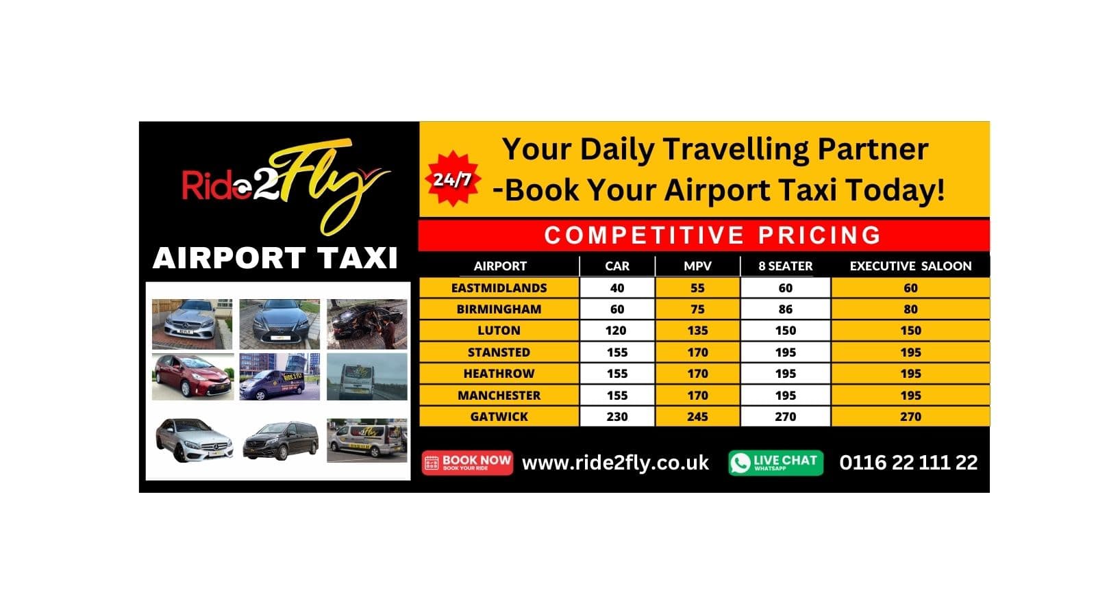 About Ride2Fly Taxis, Leicester Airport Transfer Service